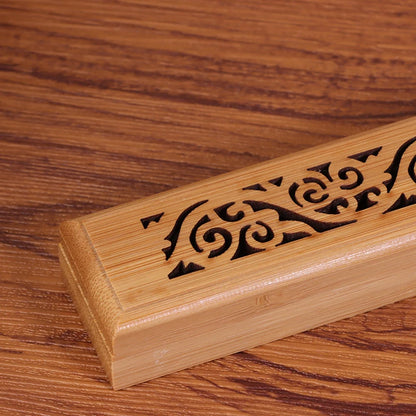 Bamboo Incense Burner Box with Ash Catcher Plate