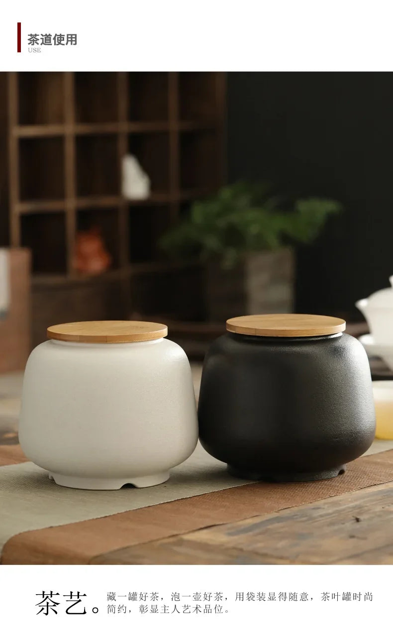 Retro Ceramic Tea Pot Sealed Pu'er Tea Container Chinese Tea Set Decor
