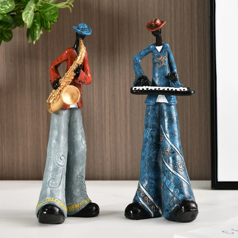 Musician Figurine Sculpture – Neoclassical Resin Statue | Saxophone, Guitar, Organ, Trumpet & Singer