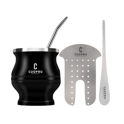 Yerba Mate Gourd Set — Double-Wall Steel Cup & Bombilla