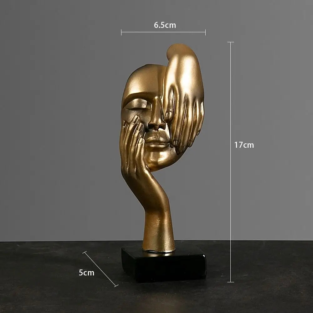 Abstract Resin Face Sculpture – Nordic Minimalist Desktop Art Statue