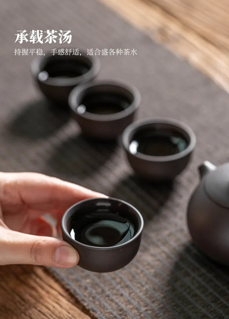 Purple Clay Travel Tea Set — 1 Pot & 4 Cups