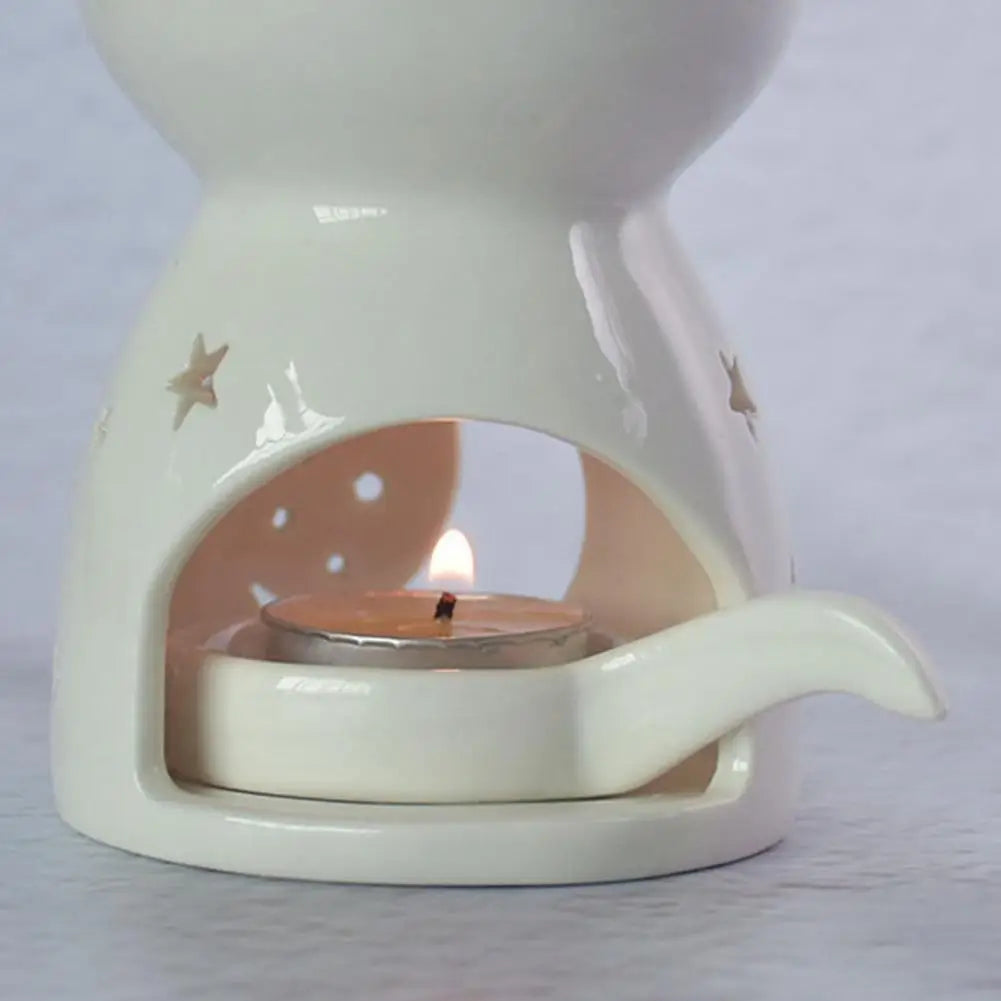 Ceramic Cutout Aroma Burner & Wax Melter with Spoon