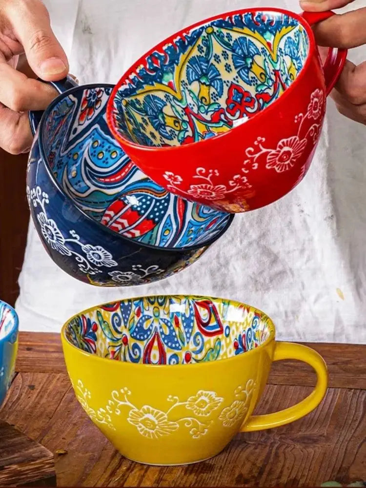 Bohemian Morning Tea Mug, 13.5 oz Ceramic Coffee Mugs - Your Ritual Hub 