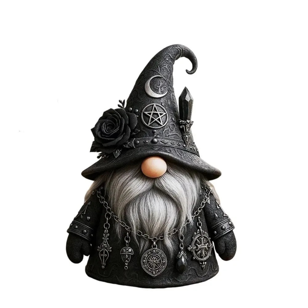 Gothic Wizard Gnome Figurine – Mystical Resin Statue