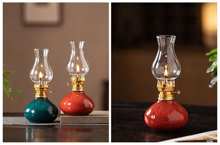 Traditional Ceramic Butter Oil Lamp - Aromatic Incense Burner and Ambient Night Light - Your Ritual Hub 