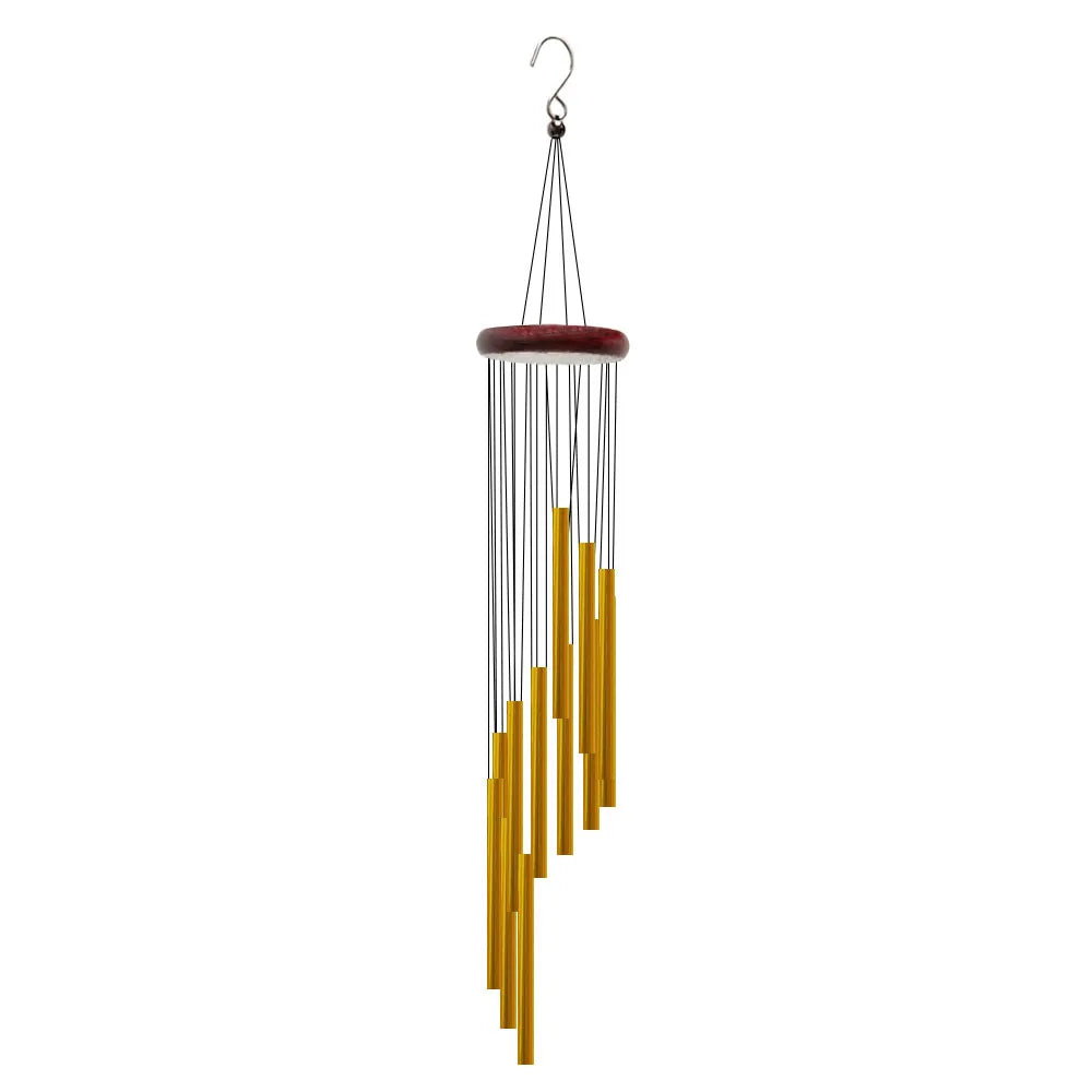 12-Tube Aluminum Alloy Wind Chimes with Hanging Hook, Golden & Silver Bells for Garden, Patio & Meditation Decor