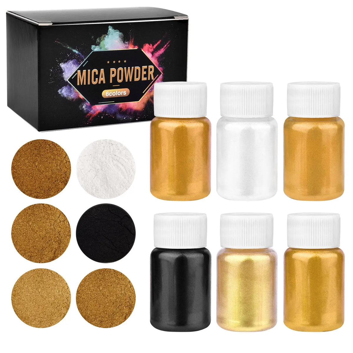 6-Colour Pearlescent Mica Powder Set for DIY Crafts