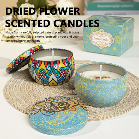 Dried Flower Soy Wax Candle in Tin