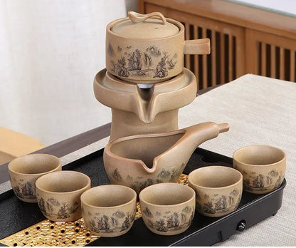 8 Pcs Set Semi Automatic Tea Sets Chinese  Ceramic