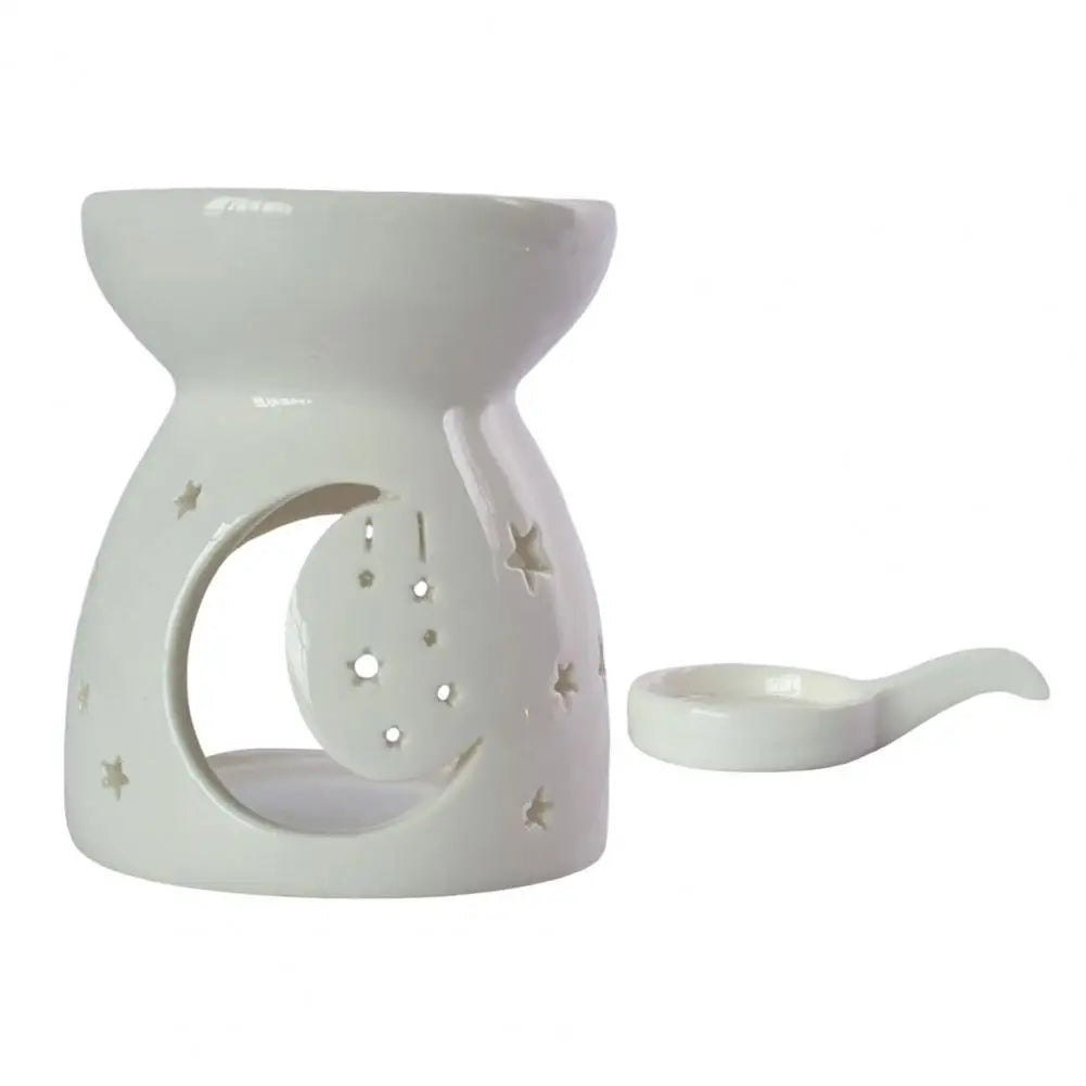 Ceramic Cutout Aroma Burner & Wax Melter with Spoon