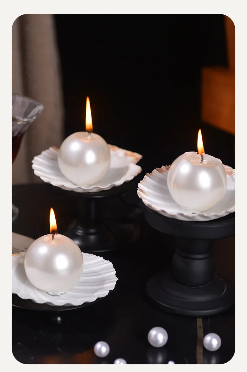 1PC Ocean Wind Pearl Shell Scented Candle Ins Wind High Value Scented Candle Souvenir Home Party Scene Decoration