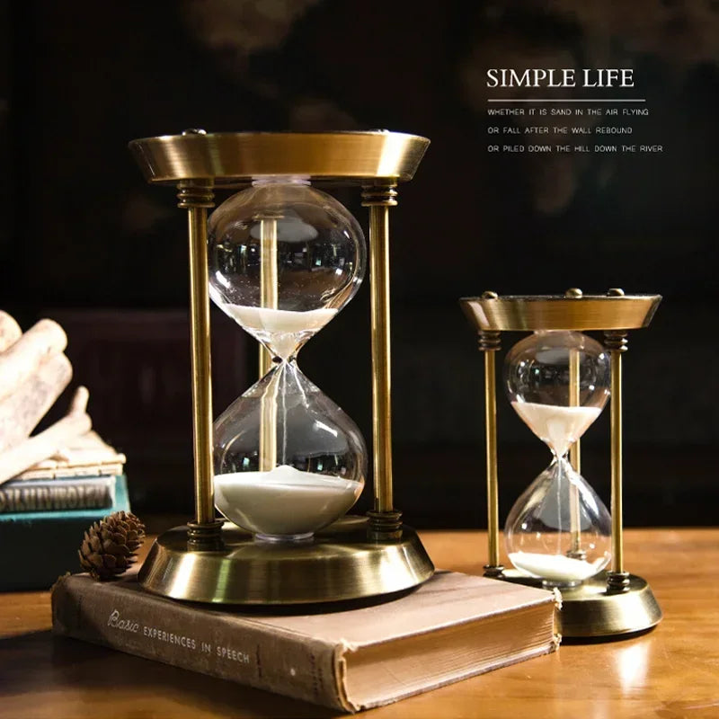 Nordic Metal Hourglass Timer — 1/3/5/10/15 Min | Retro Home Decor & Office Gift