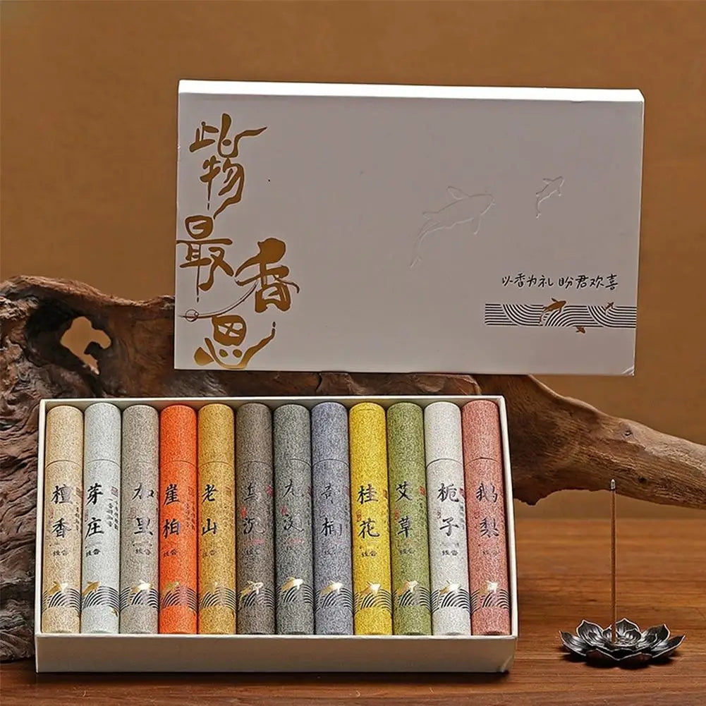 Chinese 12 kinds of scented Incense Stick Gift Box Set natural linear Aromatherapy - Your Ritual Hub 