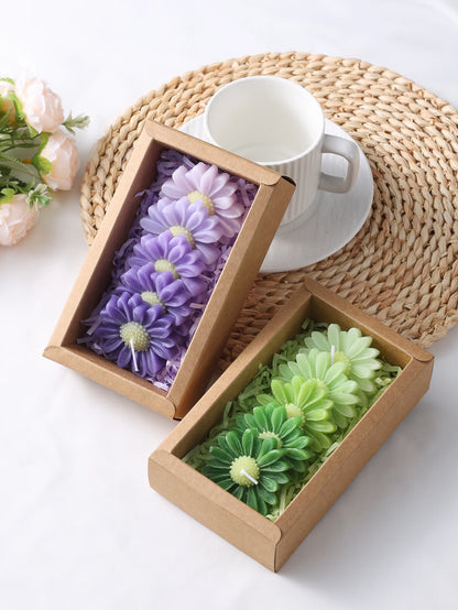 Gradient Macaron Daisy Soy Wax Candle Set