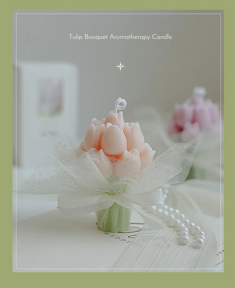 Handmade Tulip Bouquet Soy Wax Candle