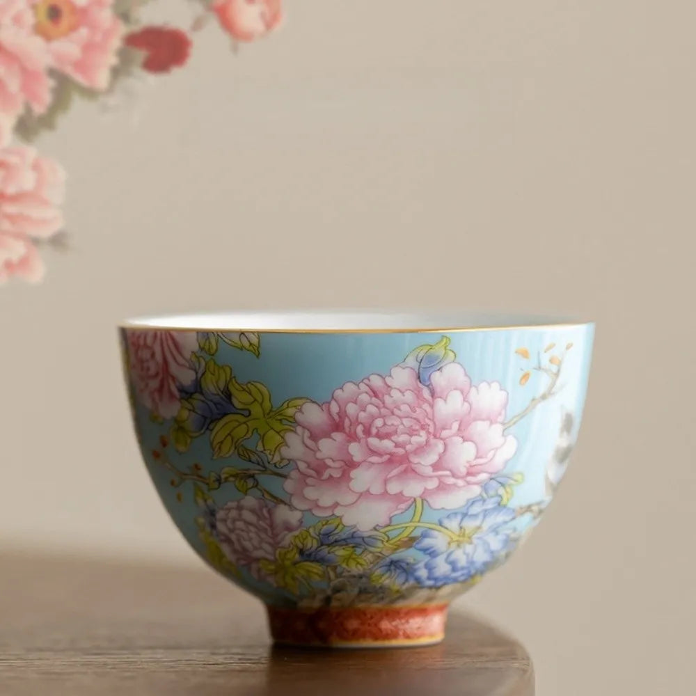 6pcs/set Kung Fu Tea Set Flower Tea Cup 65ml Chinese Style