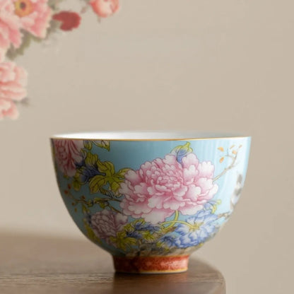 6pcs/set Kung Fu Tea Set Flower Tea Cup 65ml Chinese Style
