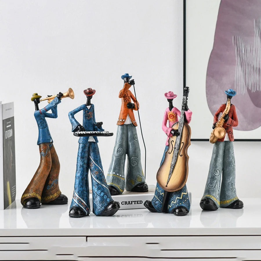 Musician Figurine Sculpture – Neoclassical Resin Statue | Saxophone, Guitar, Organ, Trumpet & Singer