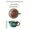 1pc 450ml/15oz Bohemian Ceramic Coffee Mug, Boho Style for Matcha - Your Ritual Hub 