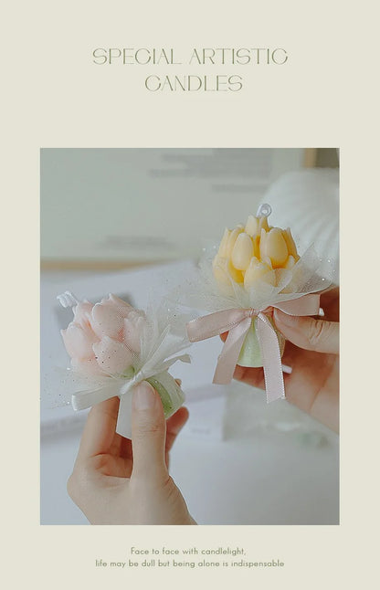 Handmade Tulip Bouquet Soy Wax Candle