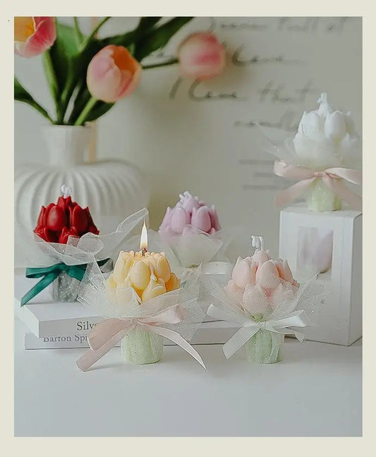 Handmade Tulip Bouquet Soy Wax Candle