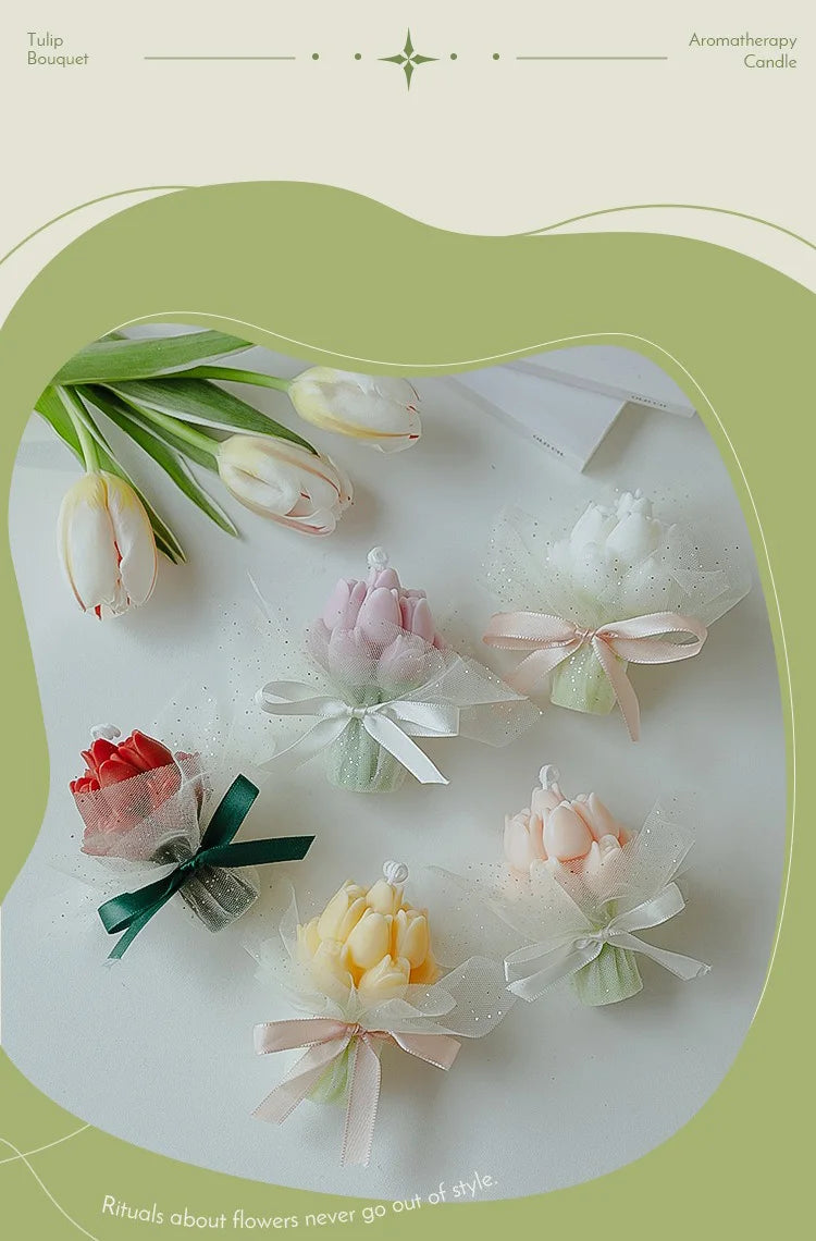 Handmade Tulip Bouquet Soy Wax Candle