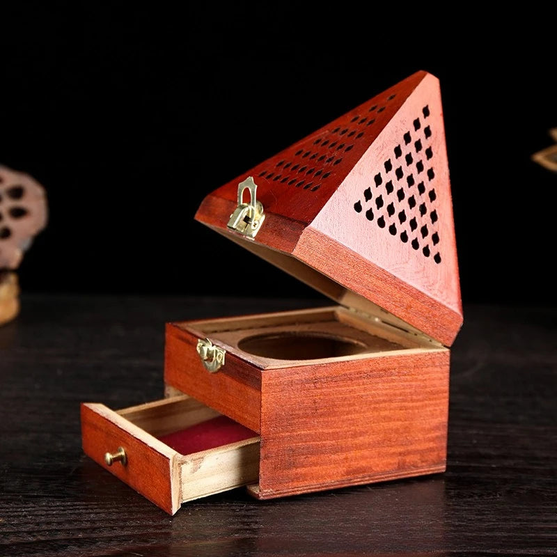 Pine incense burner antique Wooden - Your Ritual Hub 
