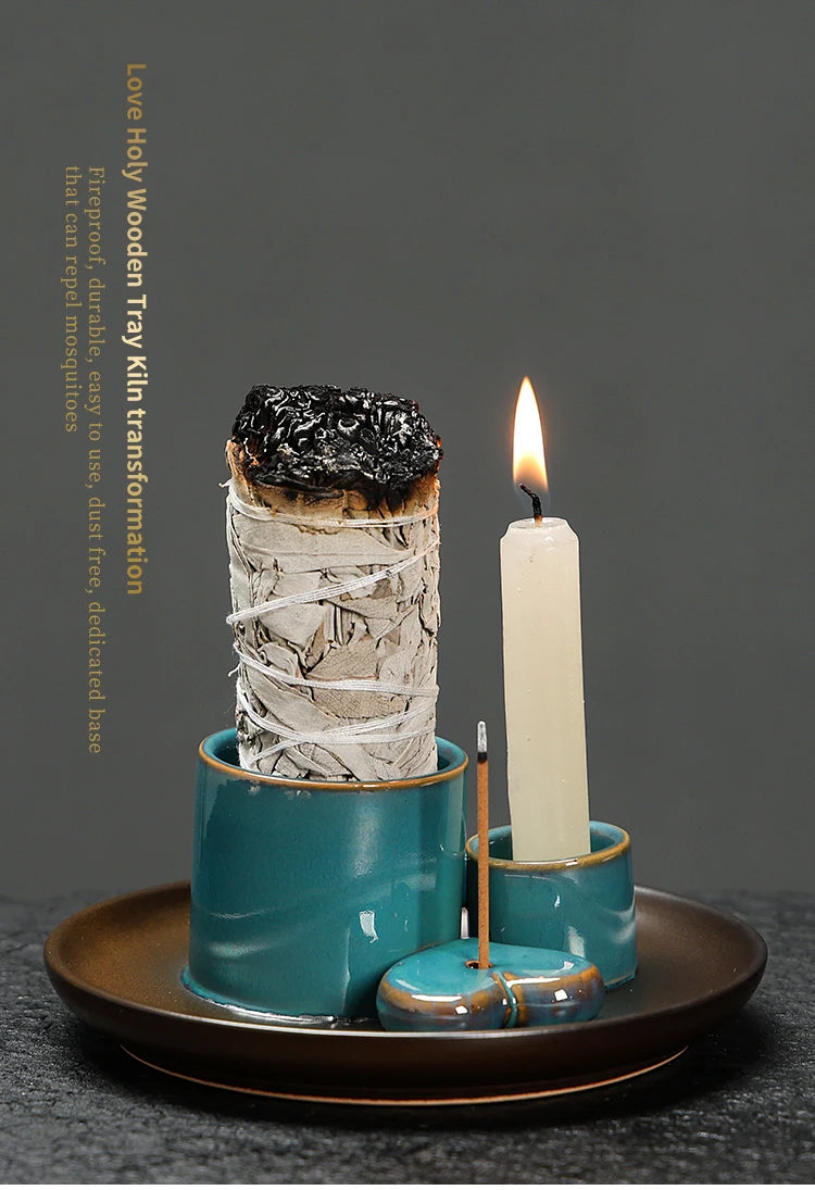 4-in-1 Ceramic Incense & Sage Burner Set - Your Ritual Hub 