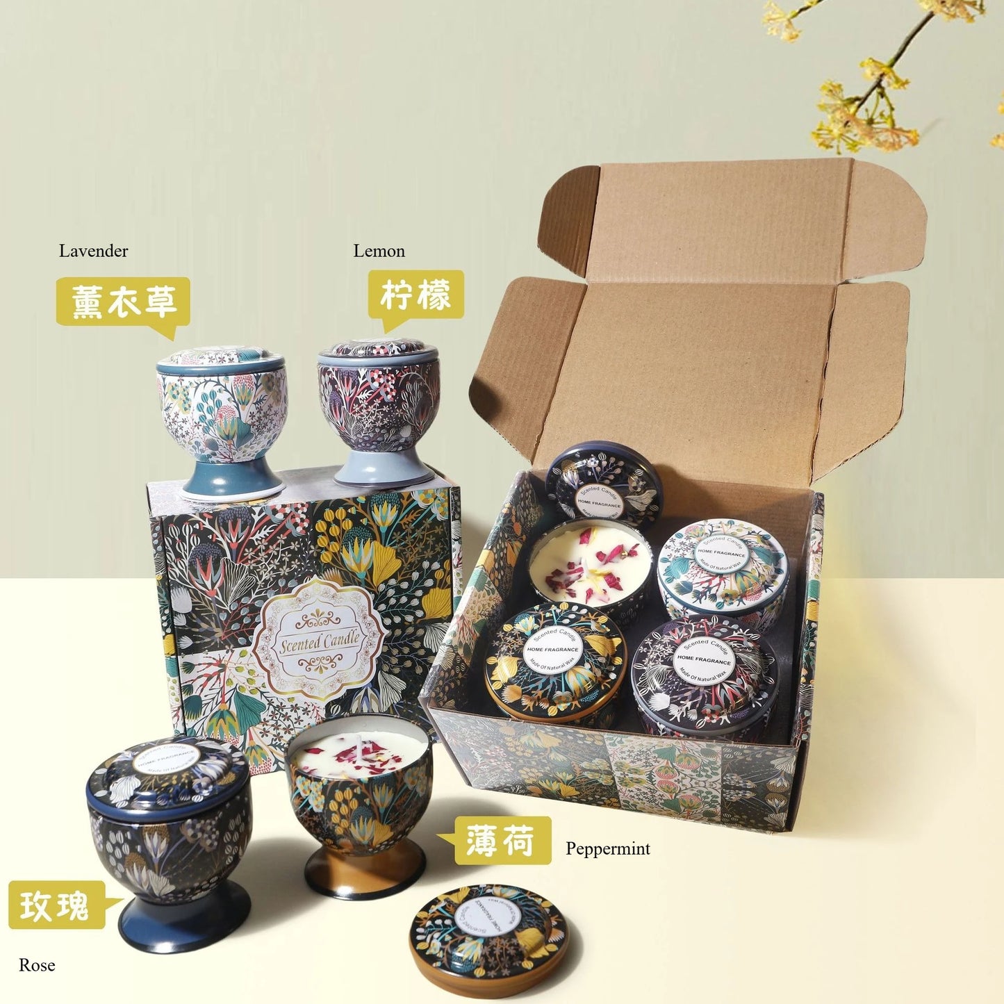 Ljuspresentkit Sojavax Aromaterapi Burk Ljus i Plåtburk Lyxiga Bröllopsgåvor Brudtärna Souvenir för Gäster Heminredning