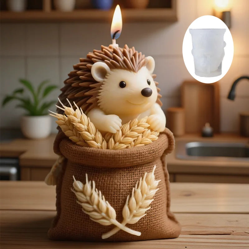 A cute hedgehog-shaped candle mold, resistant to high temperatures and not easily deformed, can be used to make scented candles - Your Ritual Hub 