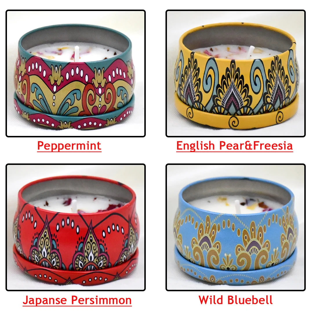 4Pcs/Box Scented Candle Set Gift Islamic Arabian Patterns Fragrance Candle Jar Smokeless - Your Ritual Hub 