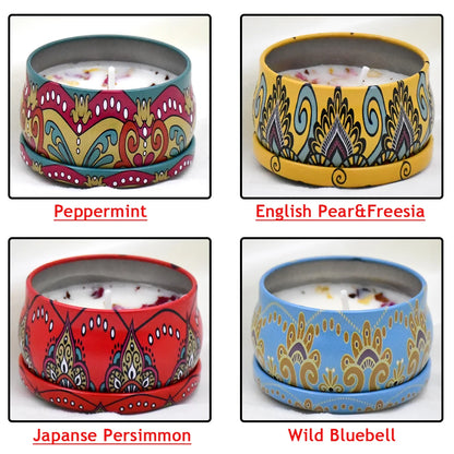 4Pcs/Box Scented Candle Set Gift Islamic Arabian Patterns Fragrance Candle Jar Smokeless
