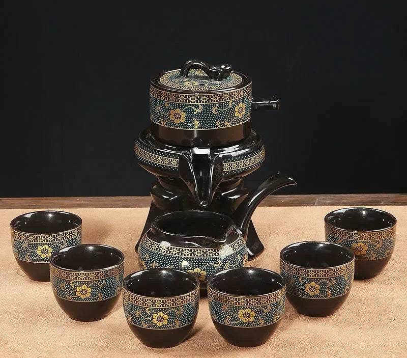 8 Pcs Set Semi Automatic Tea Sets Chinese  Ceramic