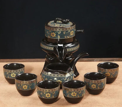 8 Pcs Set Semi Automatic Tea Sets Chinese  Ceramic