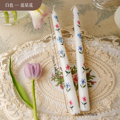 European Printed Long Taper Candles — Smokeless