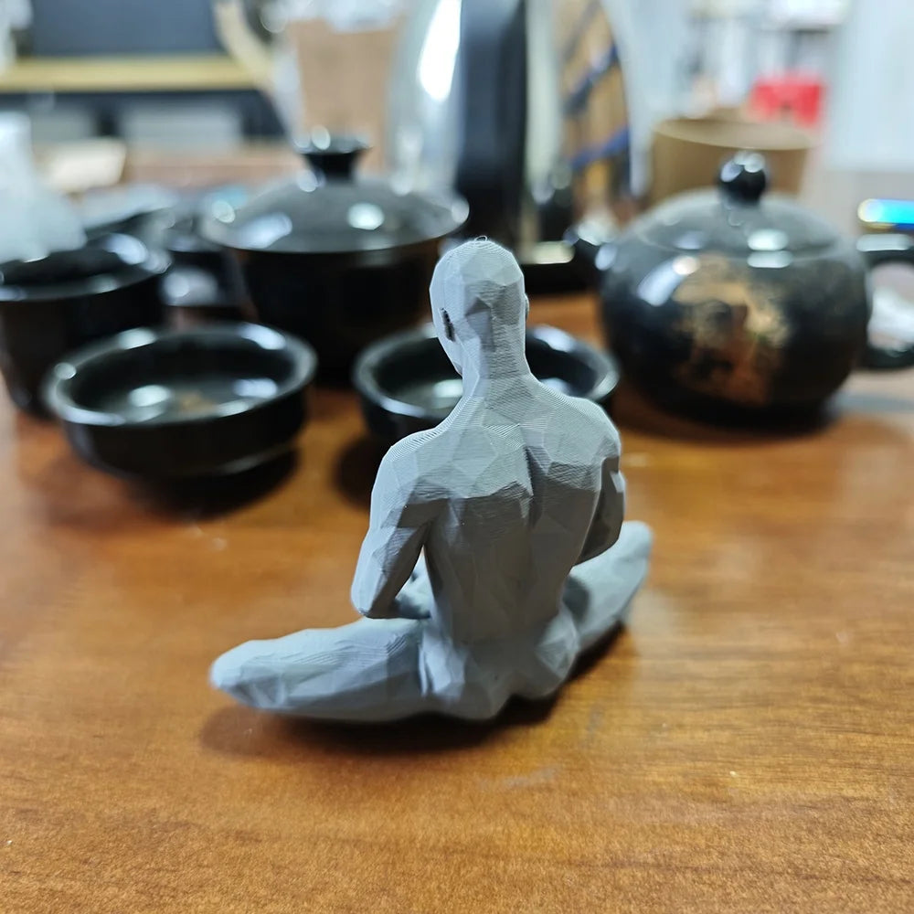 Geometric Polygon Seated Figure Sculpture – Zen Meditation Desktop Décor