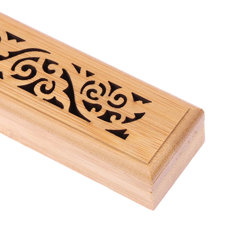 Bamboo Incense Burner Box with Ash Catcher Plate