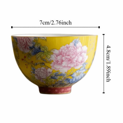 6pcs/set Kung Fu Tea Set Flower Tea Cup 65ml Chinese Style