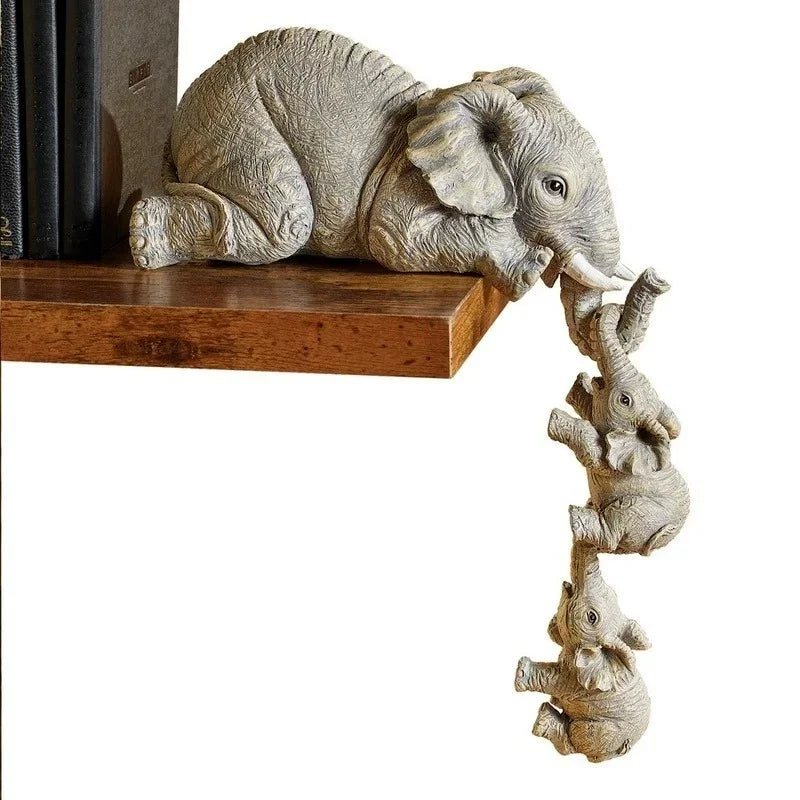 3 Stücke/set Süße Elefant Umarmen Baby Puppe Harz Handwerk Dekoration Wohnkultur Geschenk Dekofiguren Miniaturen Zubehör