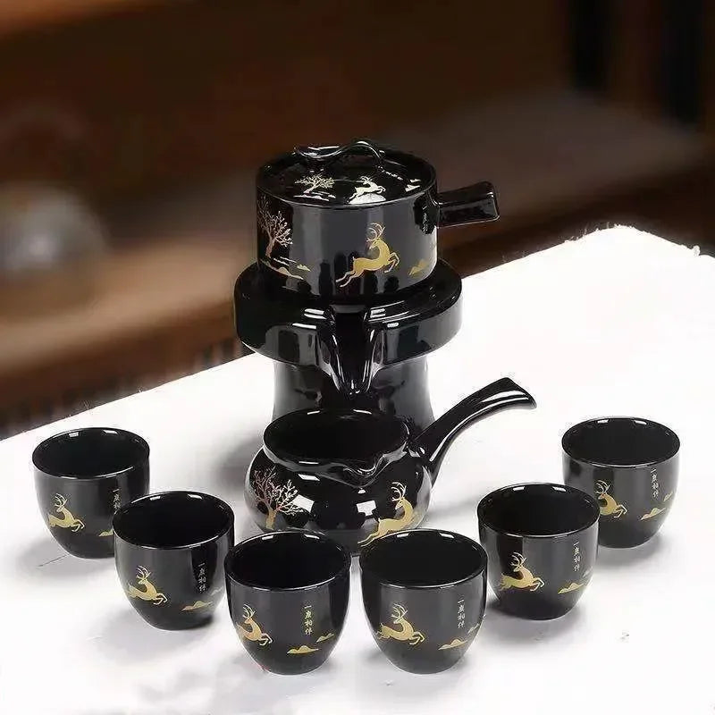 8 Pcs Set Semi Automatic Tea Sets Chinese  Ceramic