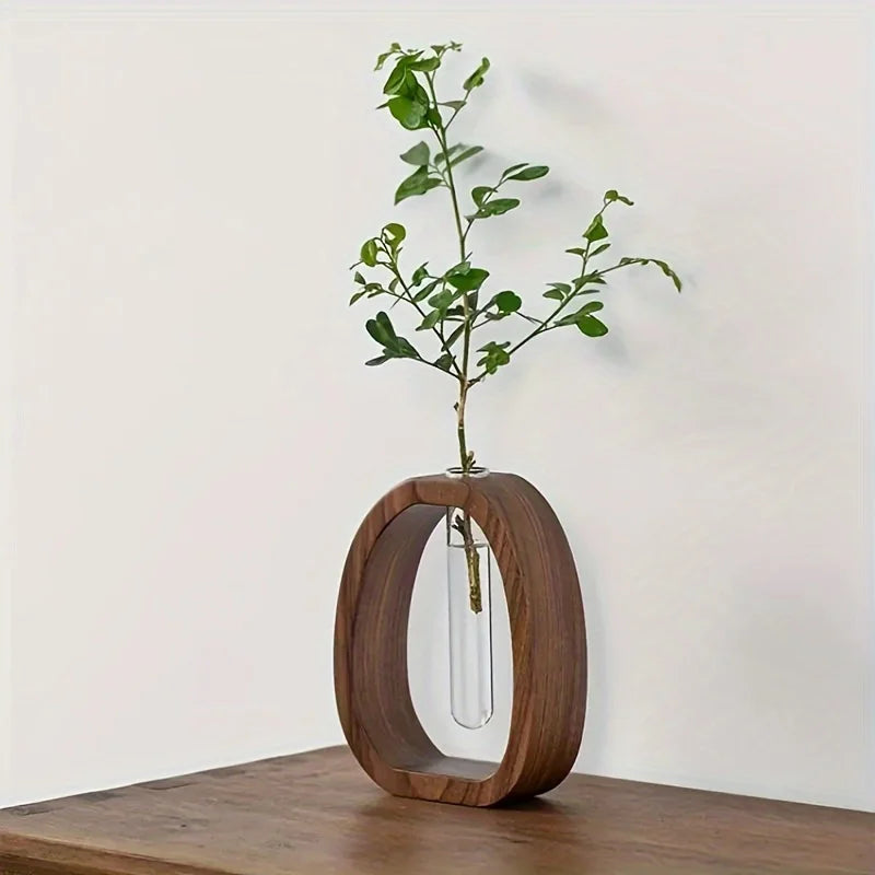 Walnut Wood Botanical Case/Vase.