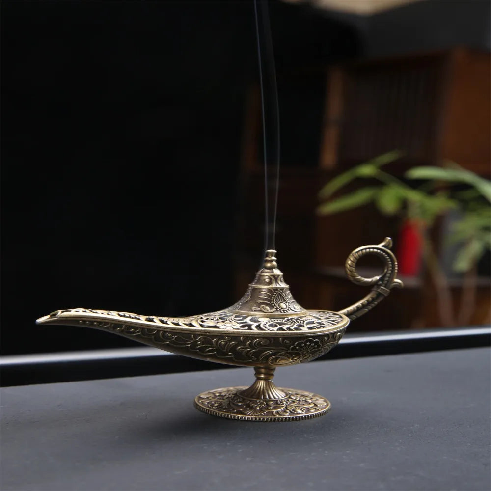 Antique Metal Incense Burner — Aladdin Lamp Style | Ritual Home Decor | Your Ritual Hub
