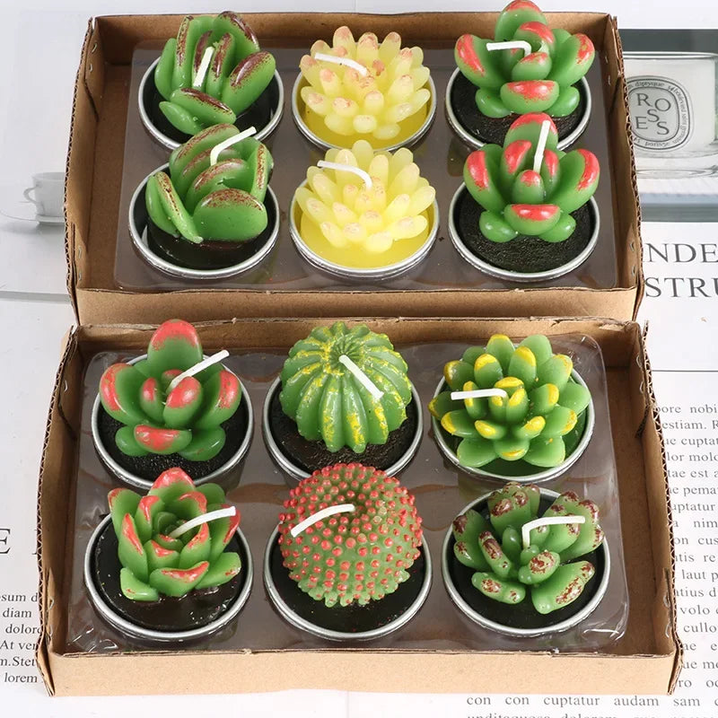 12pcs Mini Cactus Candles Succulent Greenery Candles Flameless - Your Ritual Hub 