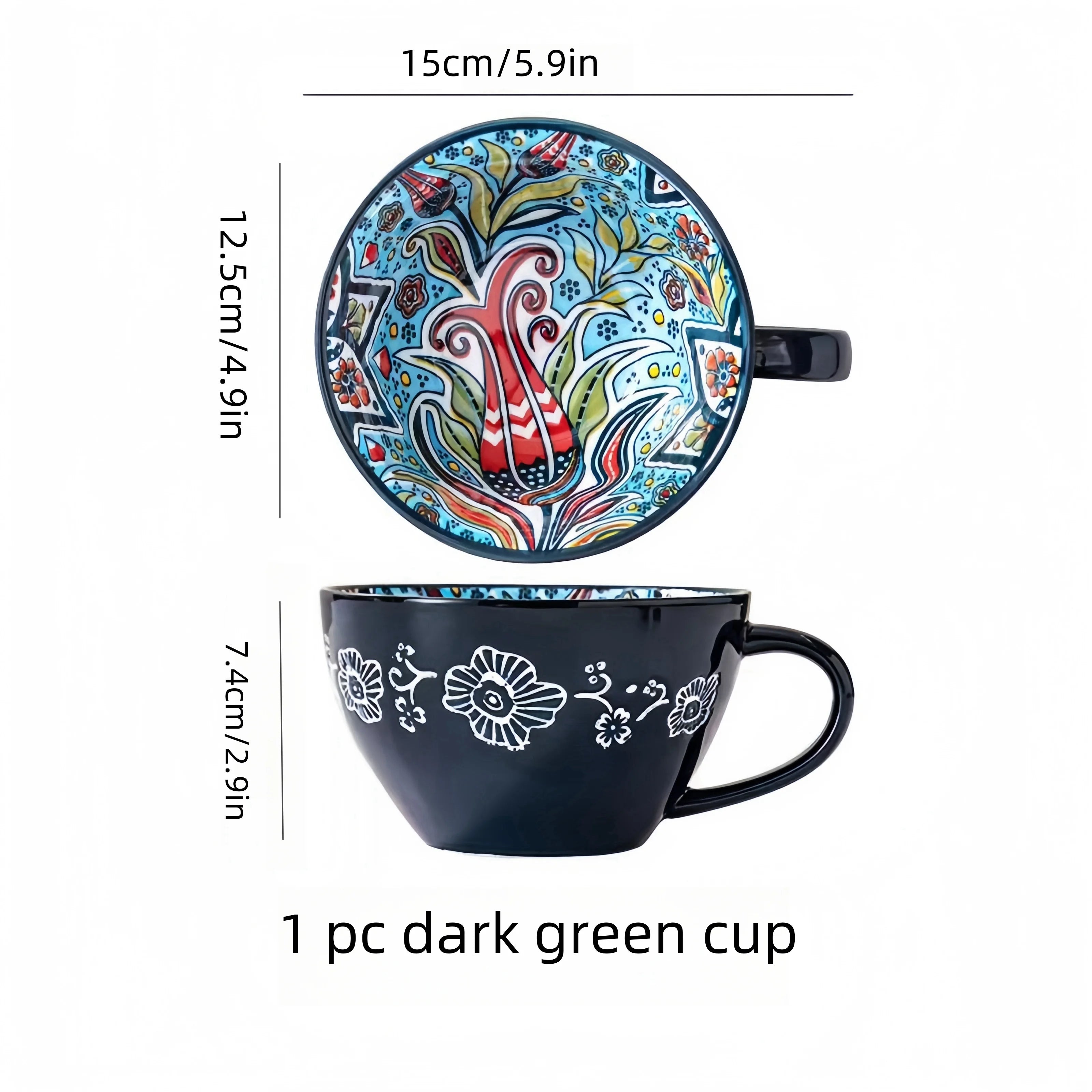 Bohemian Morning Tea Mug, 13.5 oz Ceramic Coffee Mugs - Your Ritual Hub 