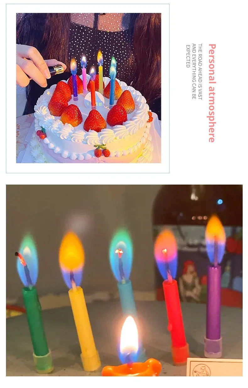 Multicoloured Colourful Flame Candles, 5/12 Pack, Suitable for Birthday Cakes, Birthday Party and Wedding Decorations - Your Ritual Hub 