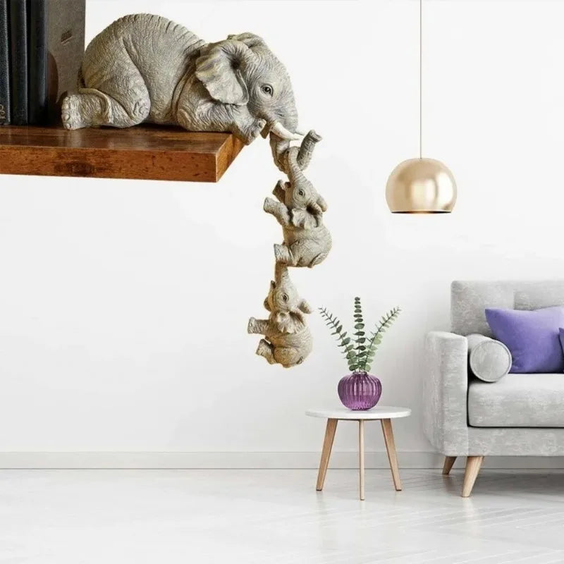 The Elephant Family — 3-Piece Resin Sculpture Set | Home Decor & Heartfelt Gift
