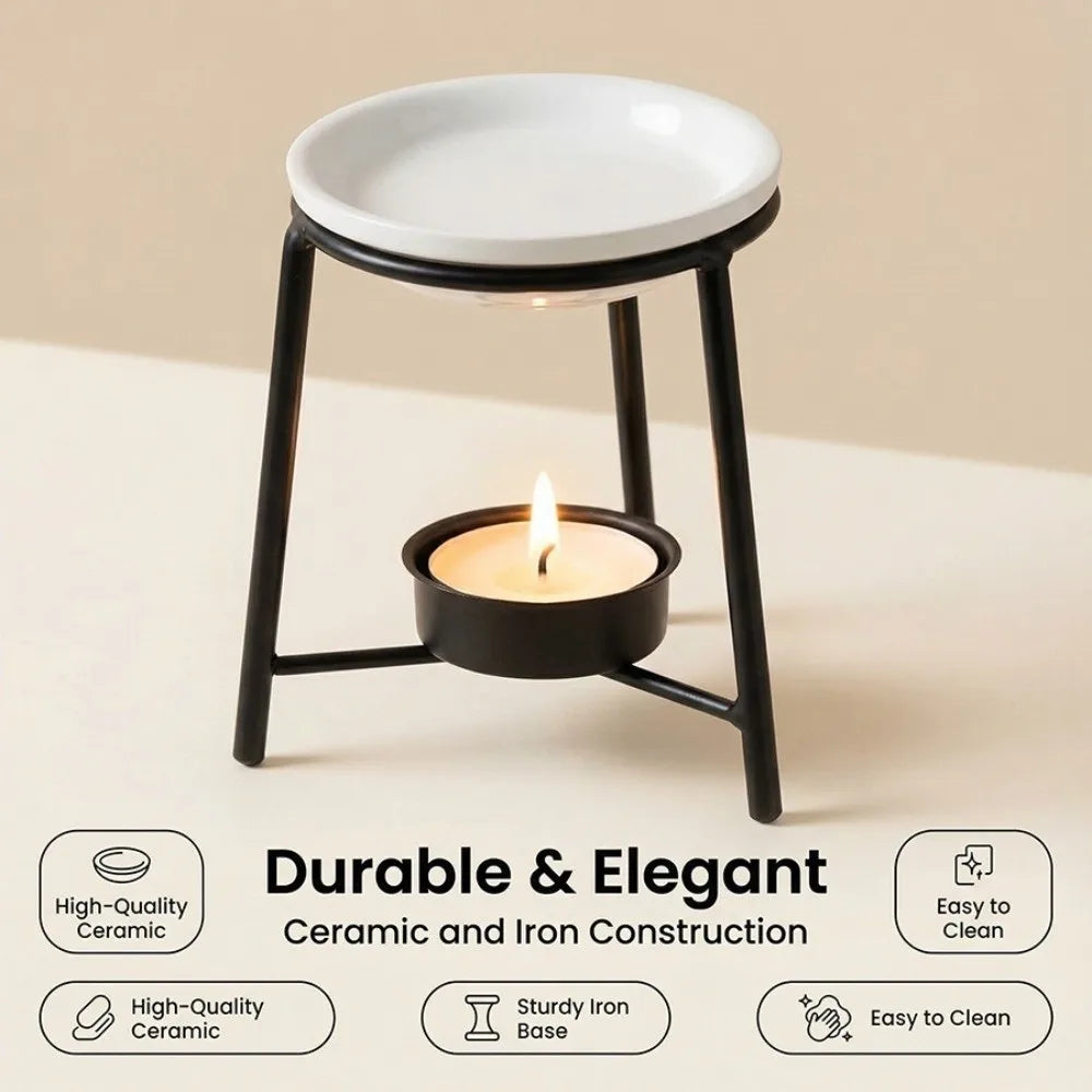 Ceramic Bowl Iron Base Essential Oil Burner - Your Ritual Hub 