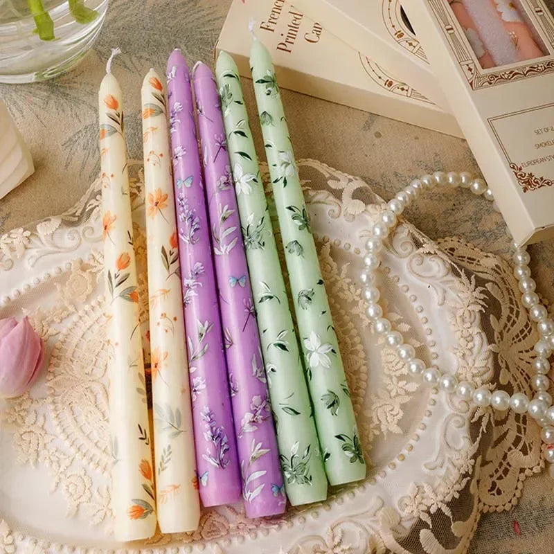European Printed Long Taper Candles — Smokeless