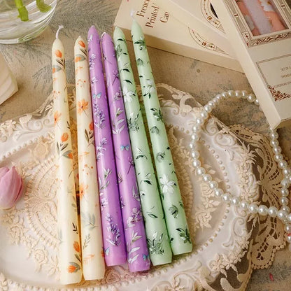 European Printed Long Taper Candles — Smokeless